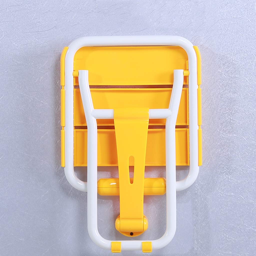 Silla de Ducha de Pared Amarilla Montada - Las heces Plegable de baño y Asientos con Las piernas - Bañera Banco for bañarse/ducharse, Ancianos, discapacitados, Apoyo 200 kg