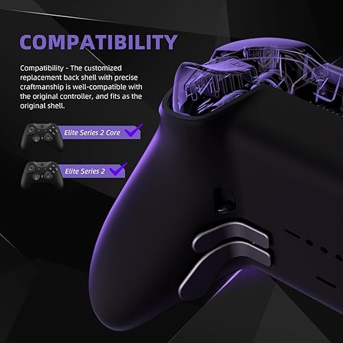 Miniatura 3 de eXtremeRate Carcasa inferior de repuesto para controlador Xbox Elite Series 2, carcasa trasera negra personalizada para Xbox Elite Series 2 Core