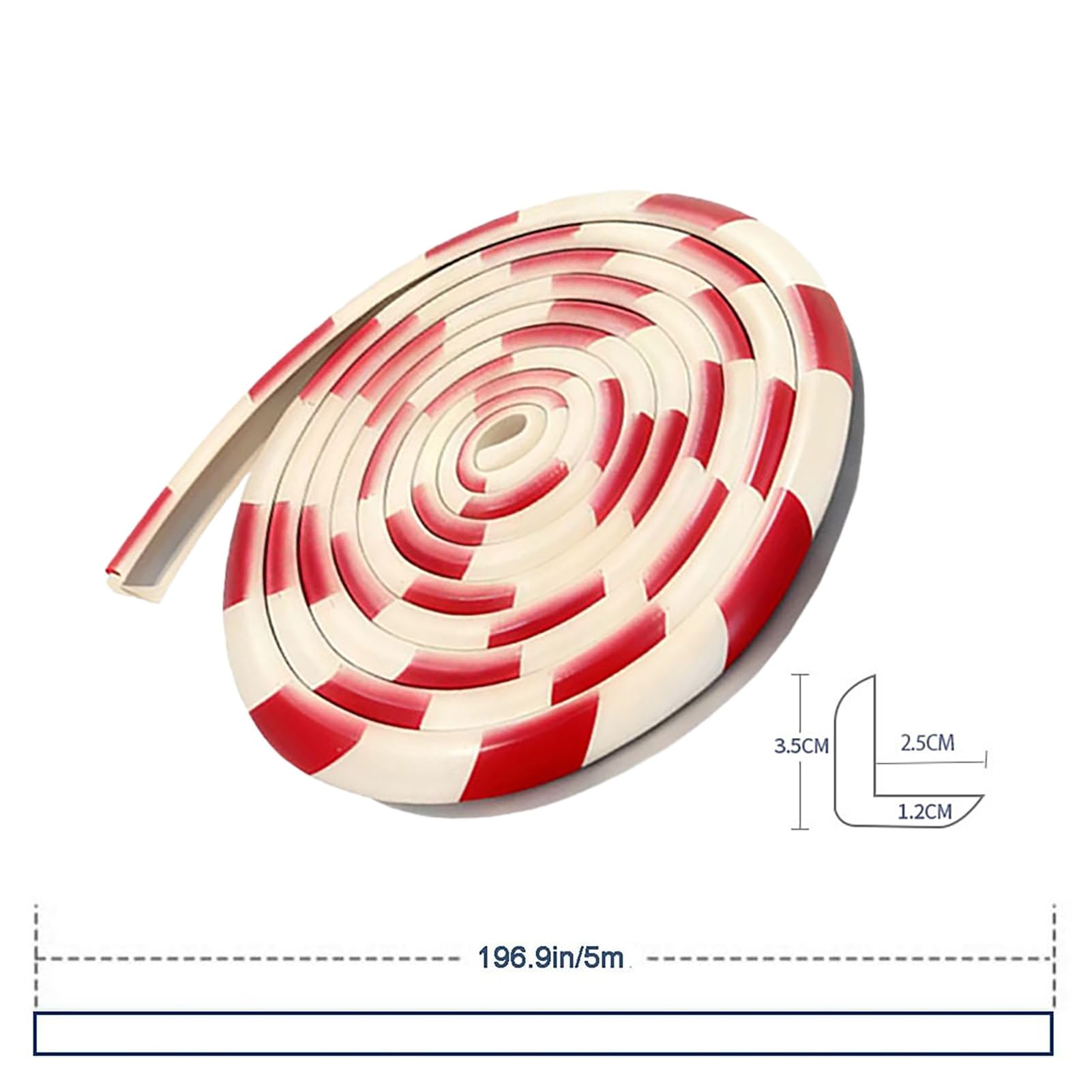 Paraspigoli per bordi da parete, protezione in schiuma di gomma tipo L, strisce di avvertimento industriali autoadesive per garage, magazzini, fabbriche (508 cm, rosso bianco)