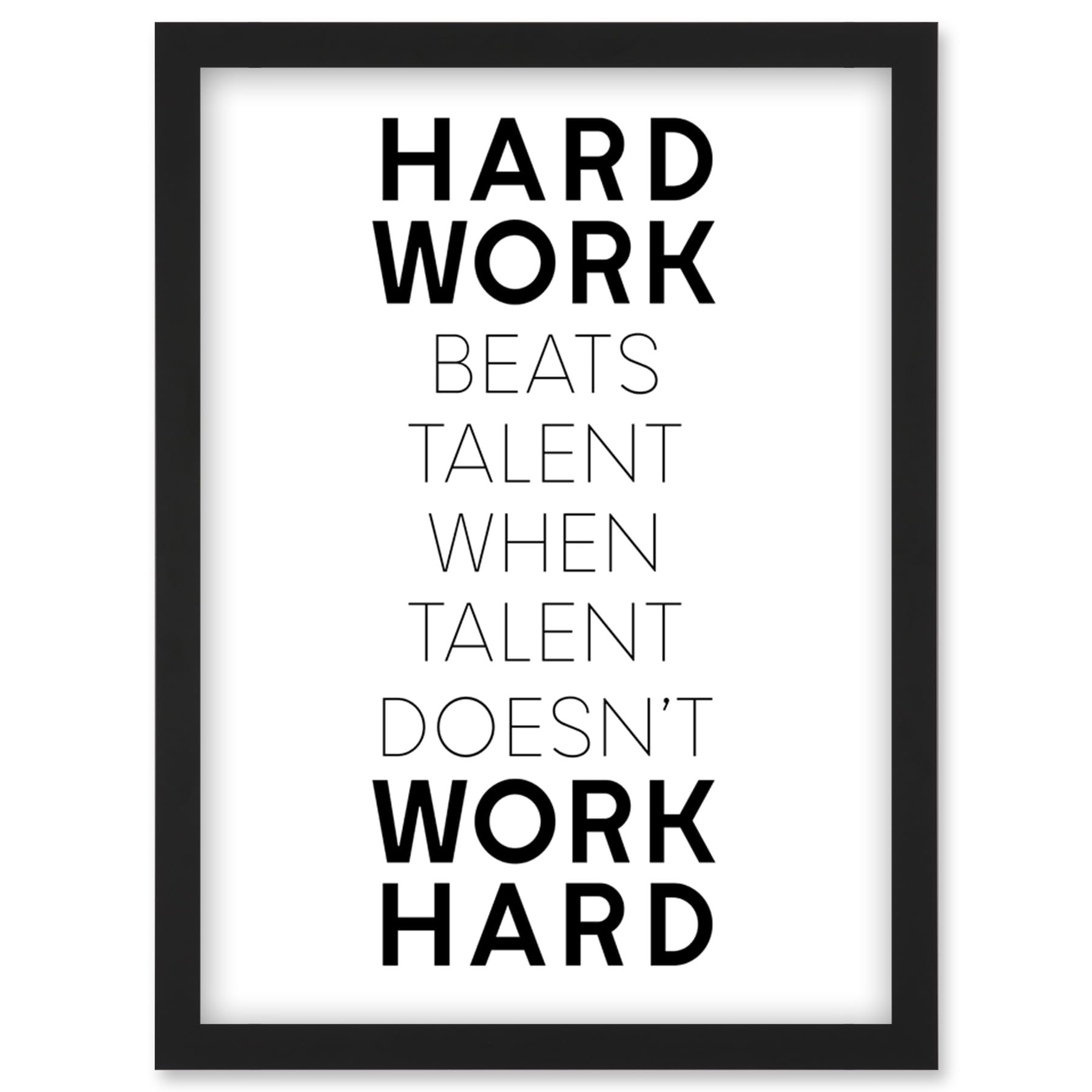 Artery8 Gym Motivation Hard Work Beats Talent Inspirational Exercise Wall Art Artwork Framed Wall Art Print A4