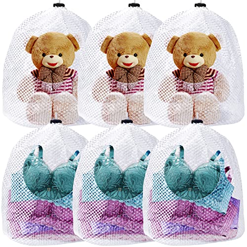 Lot de 6 sacs à linge - Filet à linge pour machine à laver - Durable - Réutilisable - Grand filet à linge - Pour sous-vêtements - Chemises - Chaussettes en peluche - Blanc (6)) Cover
