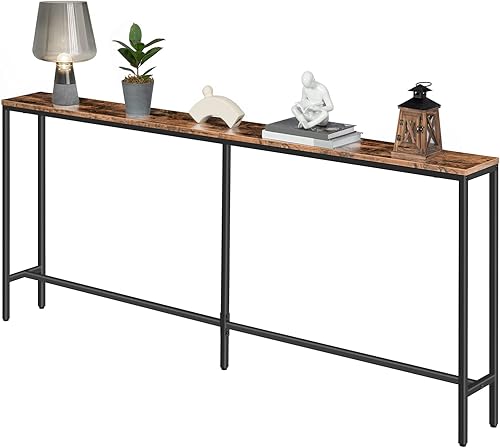 Miniatura 4 de MAHANCRIS Mesa consola, mesa de sofá larga estrecha de 70.9 pulgadas, mesa de entrada, mesa de sofá industrial, mesa detrás del sofá, para pasillo,