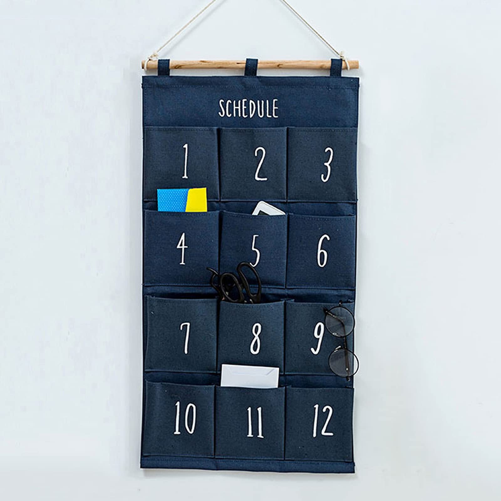 Mur imperméable suspendu Sac de rangement en tissu de la porte de la porte de la porte de rangement suspendu sac de rangement d'organisateur Sang de rangement avec 12 poches pour chambre à coucher