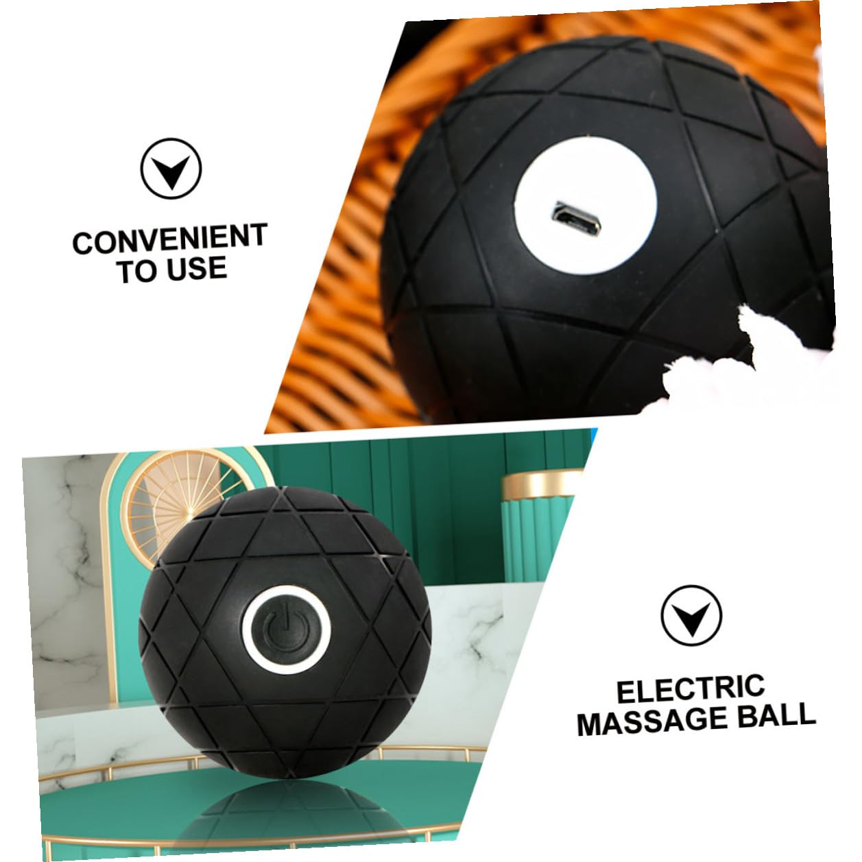 VILLCASE Bola de Masaje Vibratoria Eléctrica 3D de ABS, para Liberación Puntos, Pies y Brazos, Yoga Fitness