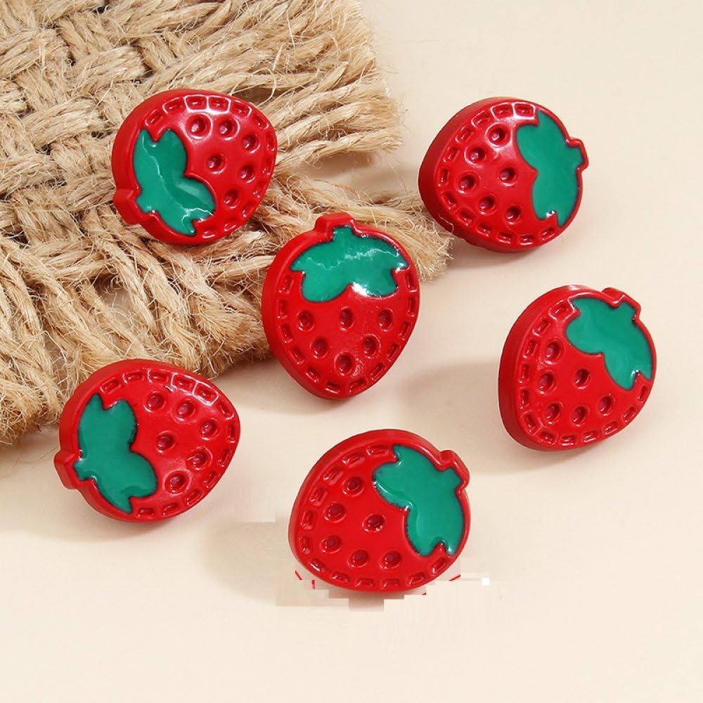 30 Stück erdbeerförmige Knöpfe mit Schaft, for Kleidung, Strickjacken(Red)