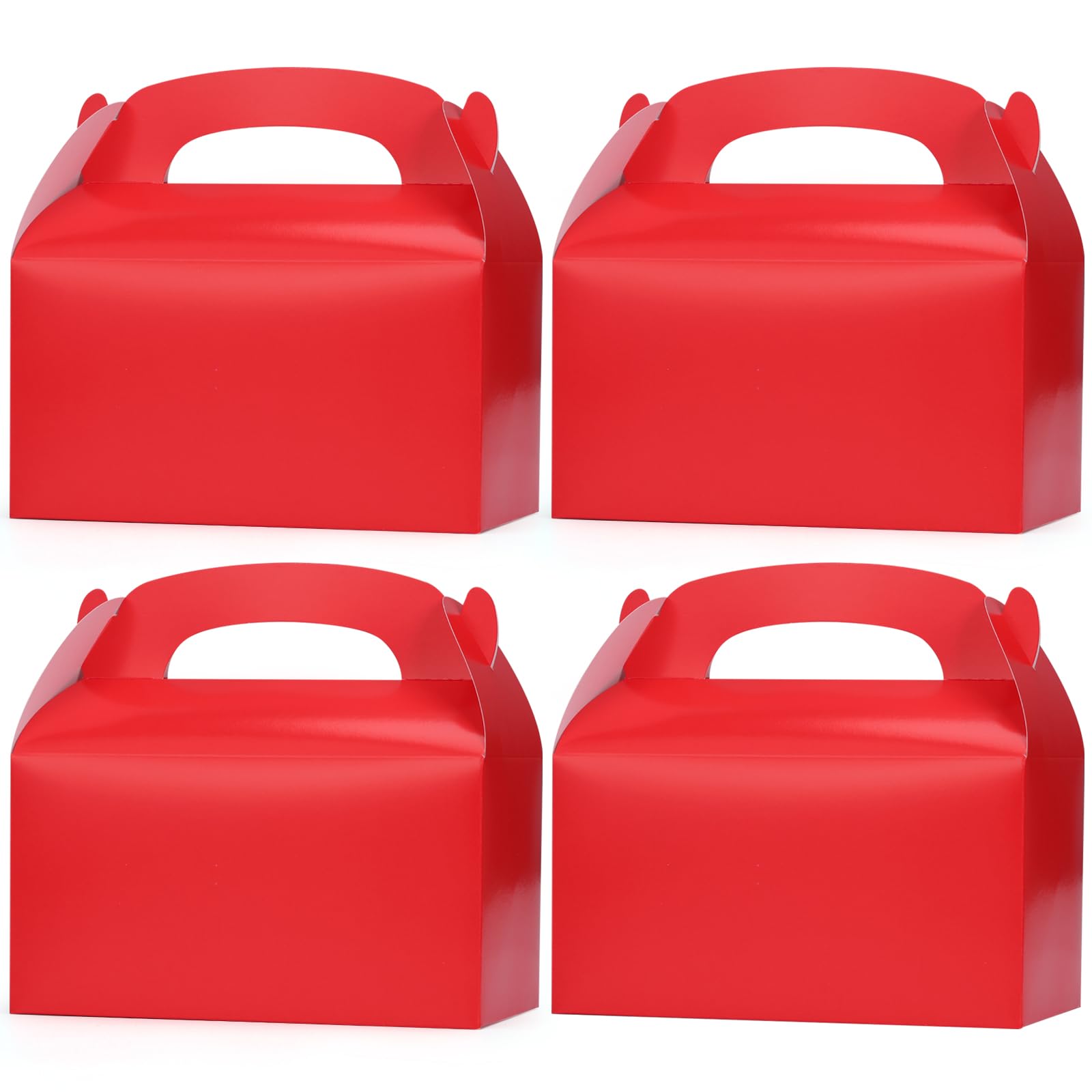 GXFCING 15 Pack Party Favor Treat Boxes, Red Paper Gable Gift Boxes with Handles, 16 x 9 x 8.6 cm Gift Wrapping Box for Candy Snack Birthday Wedding Christmas Holiday Party