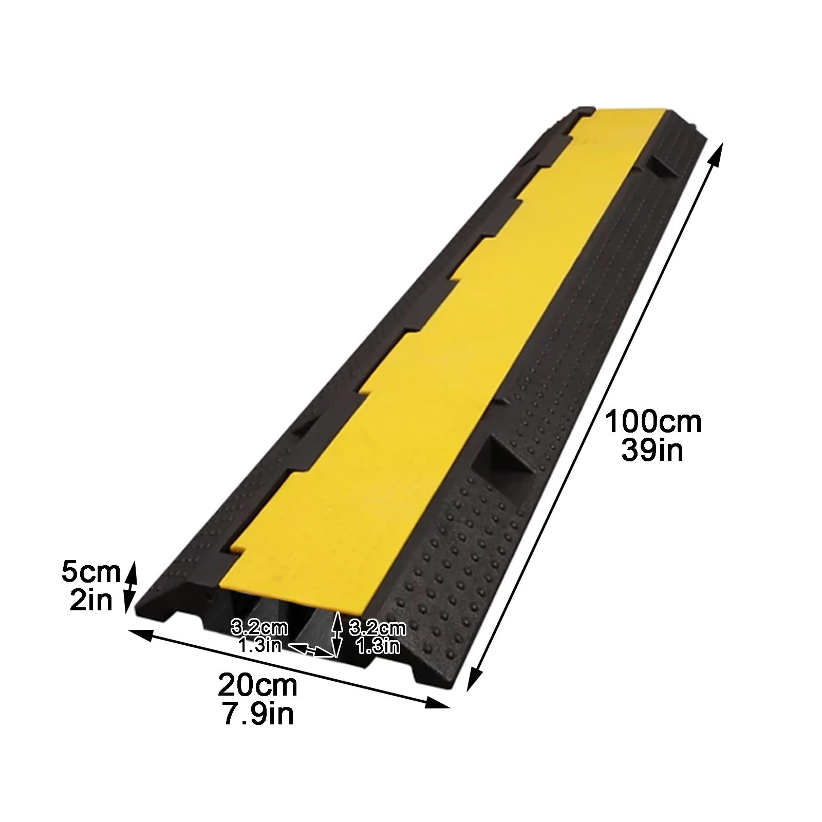 Pasacables Suelo de Goma para Exteriores de 2 Canales con Capacidad para 1100 Lbs Protector de Cable con Cubierta