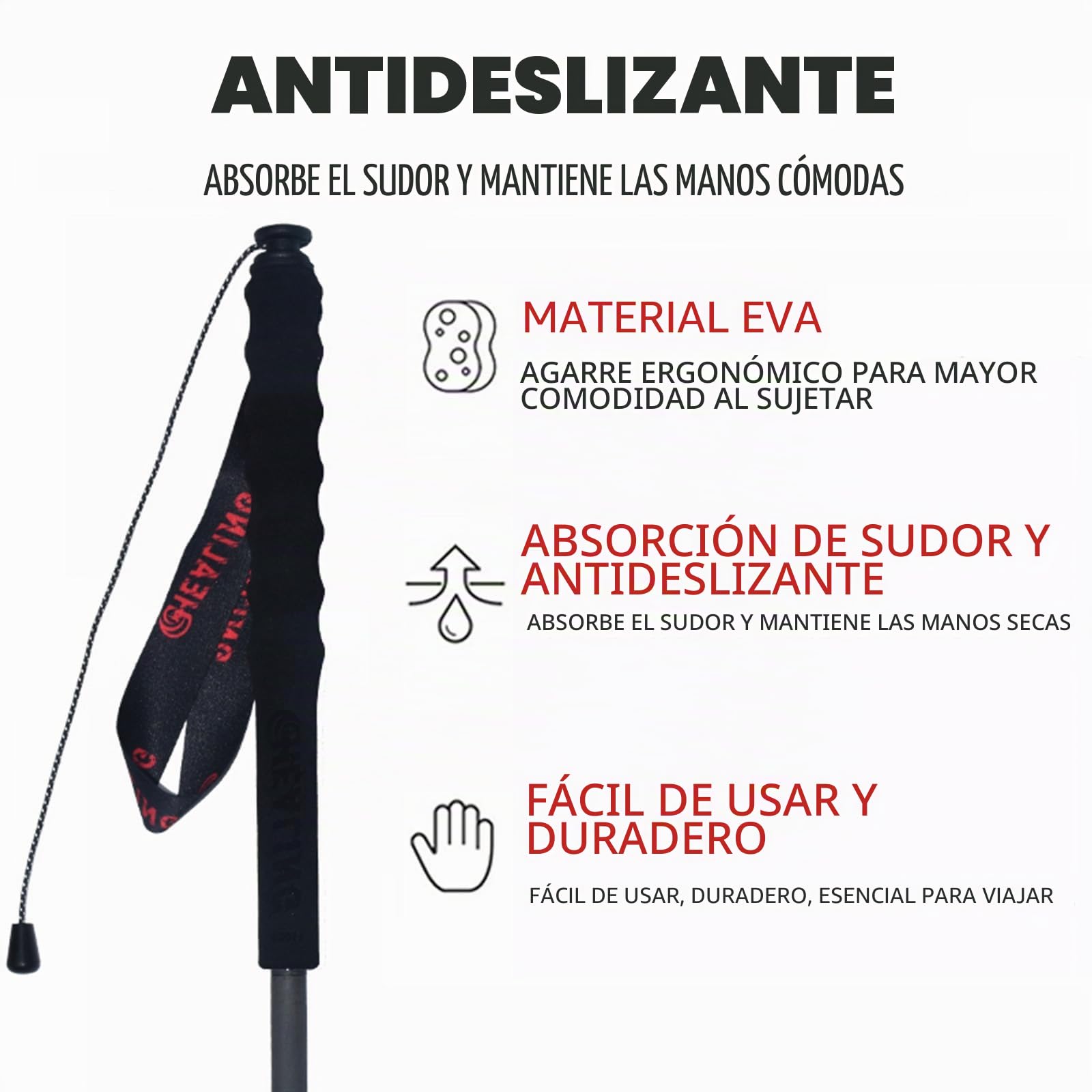 Bastón de senderismo de fibra de carbono, plegable, ultraligero, bastón de senderismo para entusiastas del montañismo, adecuado para viajes, camping, senderismo, 3