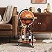 GOFLAME Wood Globe Wine Bar Stand, 16th Century Italian Rack Liquor Bottle Shelf, Replica Globe Bar Cabinet w/Wheels, Freestanding Globe Bar Cart for Wine Spirits Beverage Stemware, Brown