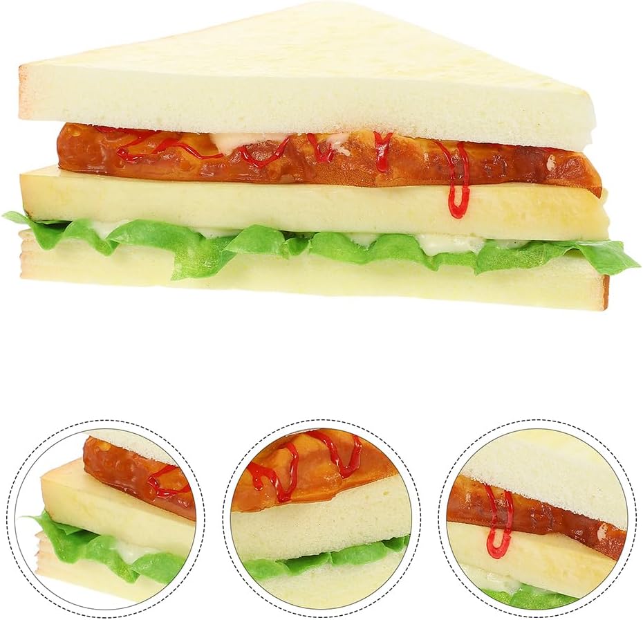 NOLITOY 6pcs Simulation Food Artificial Sandwich, Fake Food Bread Model Photography Prop for Home Kitchen Party Decoration, 5.50X4.52 Inch
