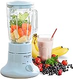 最安！フカイ工業 ジュースミキサー FJM-601-OL ステンレス刃 ブルー/ミキサー スムージー 氷も砕ける ガラスボトル コンパクト 750ml 2～3人向け 4枚刃 簡単操作 お手入れ簡単