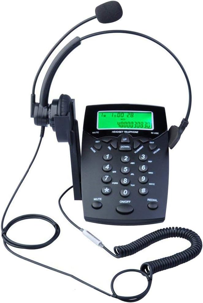 LK-P023B Call Center Dialpad Corded Headset Telephone with Caller ID Office Desk Phone Landline(Black)