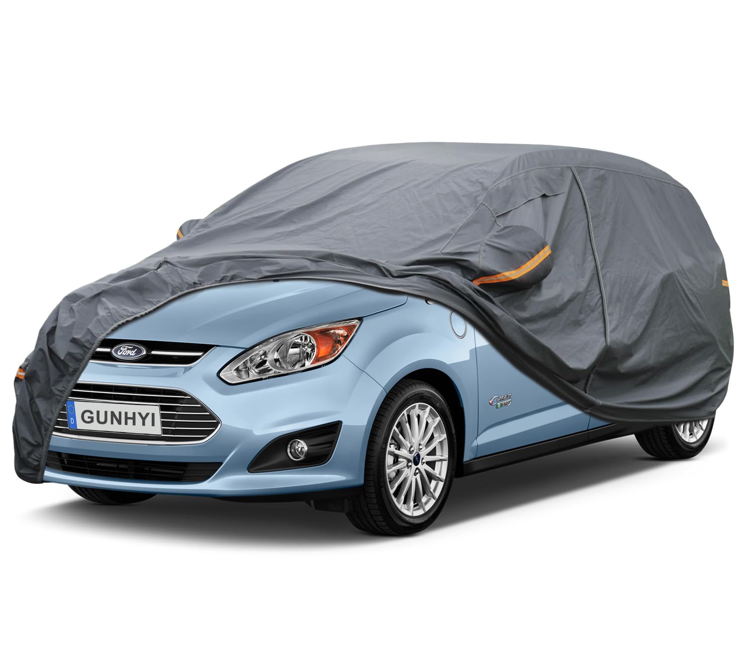 GUNHYI Premium Car Cover Custom Fit Ford C-Max, 16 Layers Heavy Duty Car Cover Waterproof All Weather with Zipper Door for Sun Rain Snow Dust Uv Protection