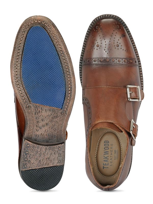 Image of TEAKWOOD LEATHERS Men Formal Monk Shoes Perfect for Semi Casual, Parties & Other Occasions Comfort, Durable Genuine Leather Monks Shoe for Men | SH MJ-57 P
