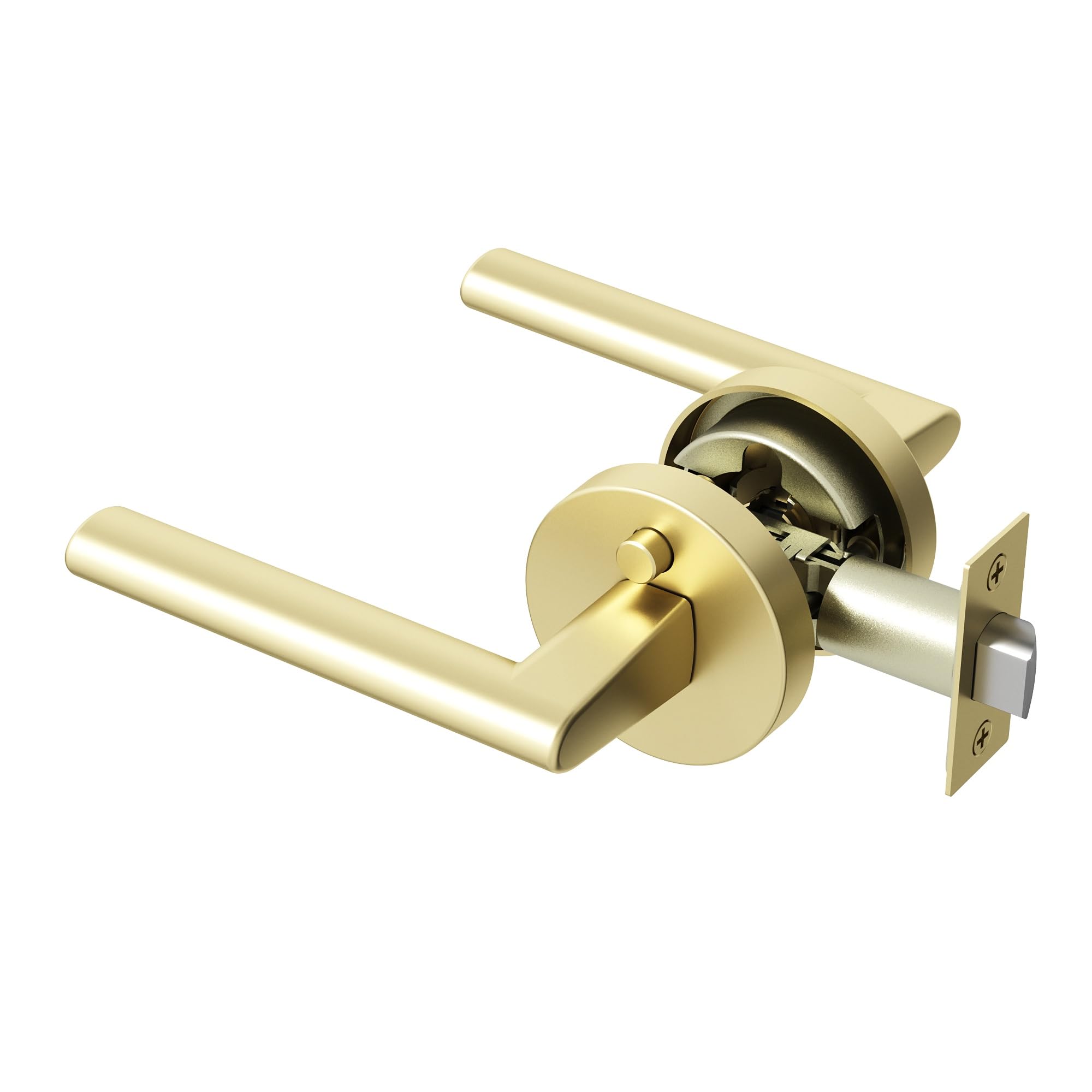Levier de porte chambre salle de bain avec poignée verrou bouton-poussoir or champagne brossé