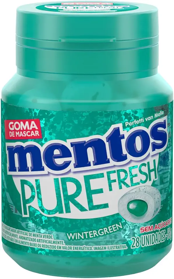 Gomas de Mascar, Mentos, Pure Fresh Wintergreen, Sem Açúcar, Sabor de Menta Verde - 56g | 28 Unidades