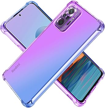 Phone Case for Redmi Note 10 Pro 4G Case, Redmi Note 10 Pro Max Crystal Clear Case Gradient Anti Scratch TPU Shockproof Protective Cases Cover for Xiaomi Redmi Note 10 Pro Max Purple/Blue