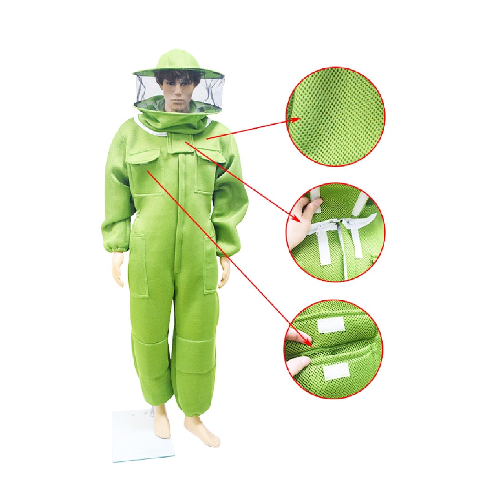 Costume d'abeille, Vêtements d'apiculture 3D Air Coton Tissu Combinaisons d'abeilles d'apiculteur(XXL)
