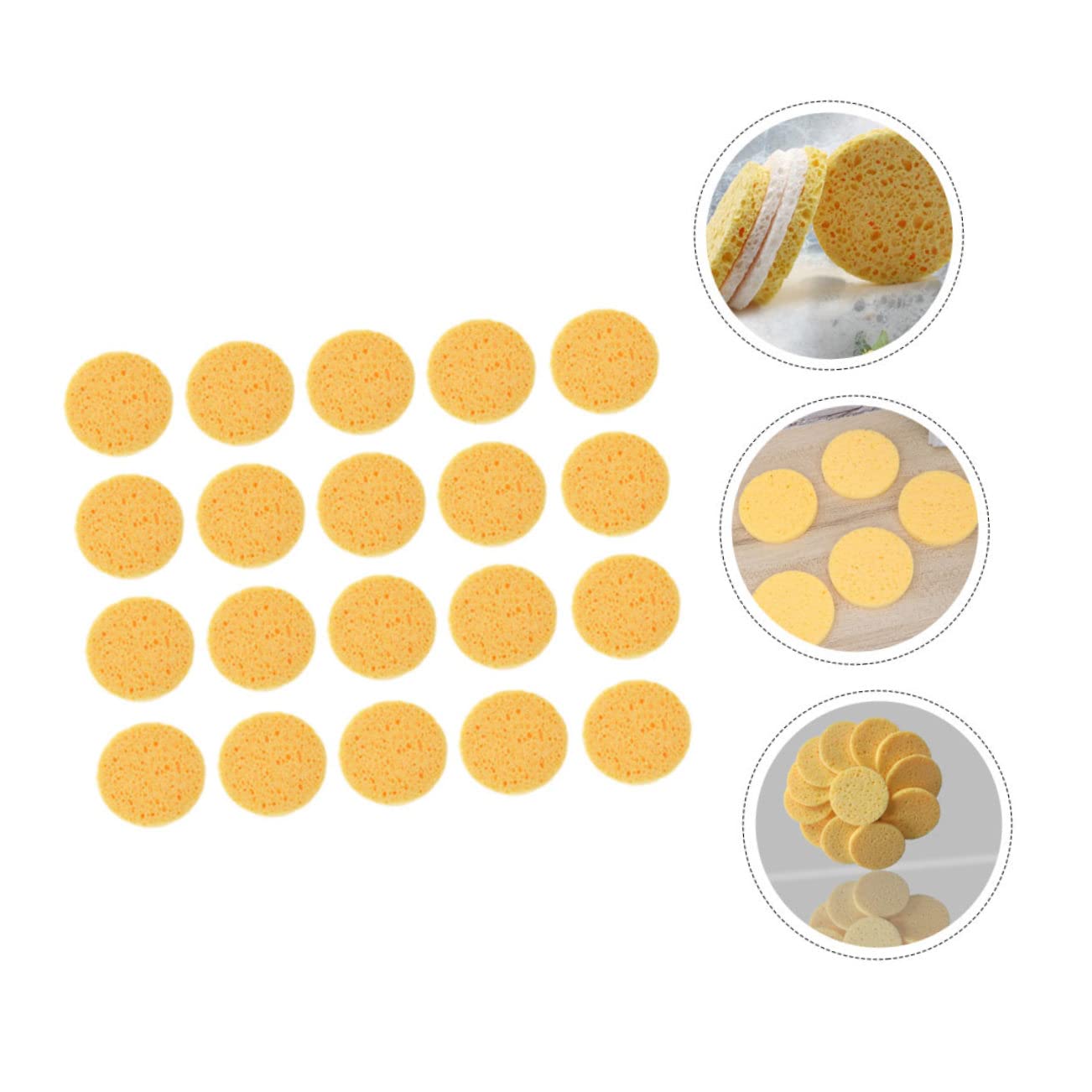 Kosmetikquaste Gelb, Abgerundet, Zellulose Schwamm | Make Up Werkzeug, Natürliche Wirkung, Spart Puder, 100 Stück Packung für Zuhause und Salon
