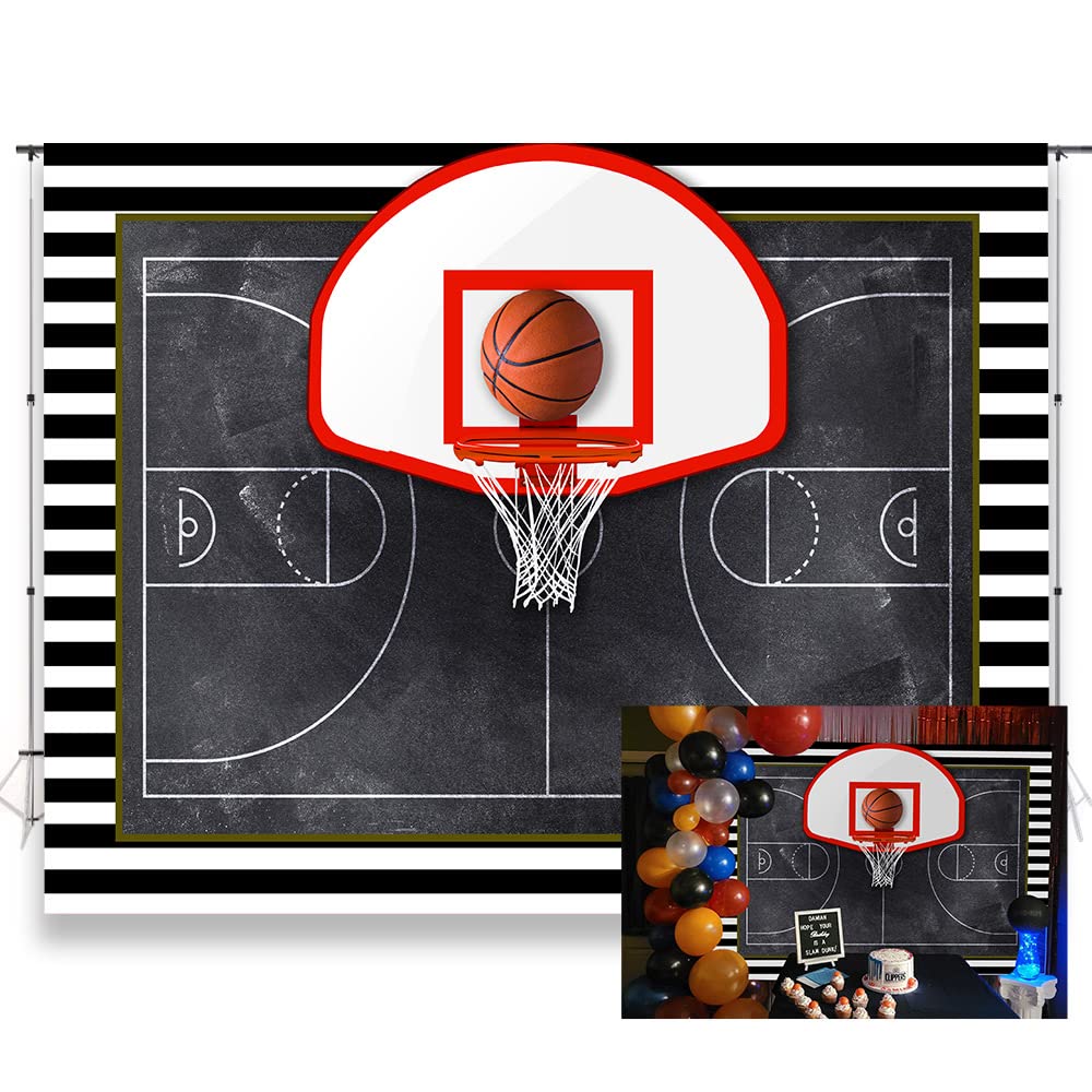 KUKUSOUL 7x5ft Basketball Court Backdrop Basketball Game Photography Background for Boy's Birthday Party Decor Banner Photo Booth Professional Studio