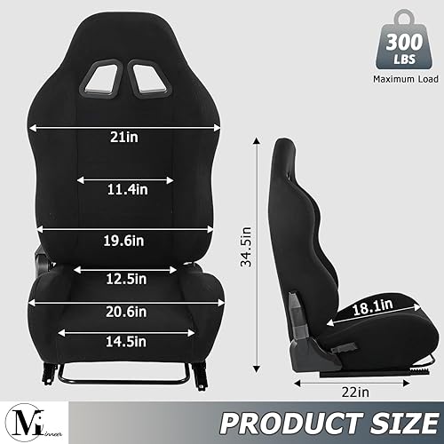 Miniatura 3 de Minneer Asiento de carreras de doble bloqueo deslizante con carga de 300 libras, ángulo ajustable, cómodo, ergonómico, asiento grande y alto, silla