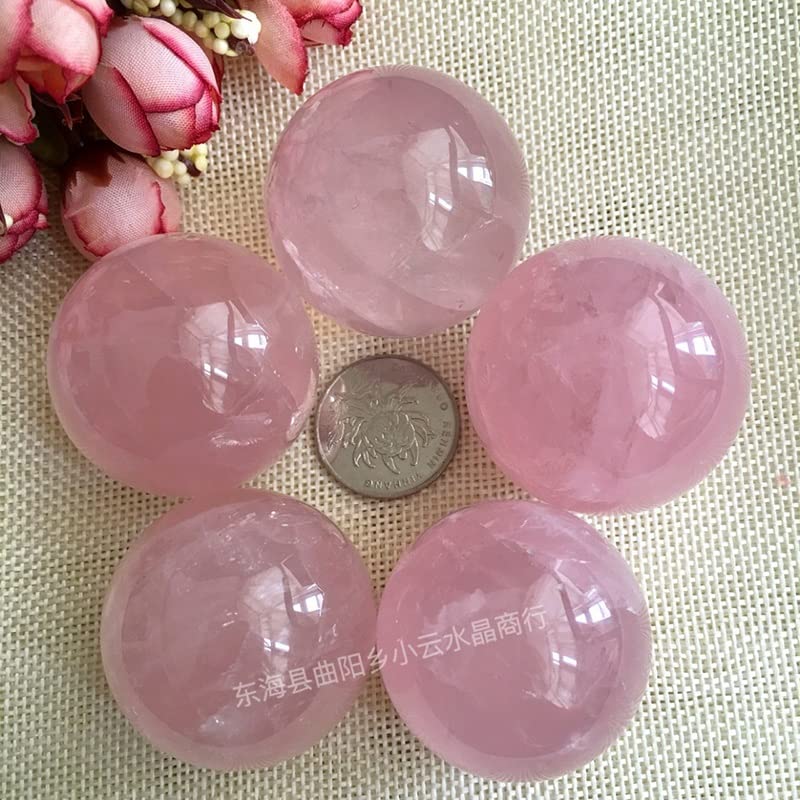 Esfera de cuarzo rosa de alta pureza pulida a mano de 50mm 7