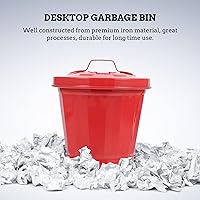 Vista 5 de Mini cubo de basura de metal para escritorio, mini cubos de basura, dispensador de basura de escritorio con tapa y asa para baño, cocina, sala