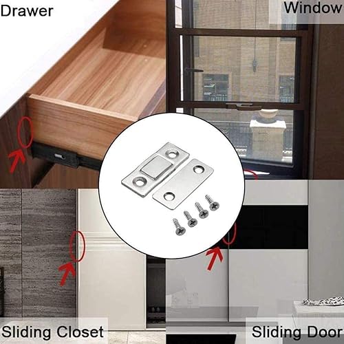 Miniatura 7 de WNPXQNT 1 piezajuego de cierrapuertas fuerte magnético pestillo de puerta delgado para armarios de muebles con tornillos de gabinete de puerta E9N4