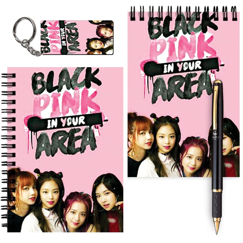 Color Empire Black Pink Printed Designer Message Pads Combo with Keyrings | Design 0003 | A6 Message Pads | Unrulled Messagepads | Mini Journal | Pocket Diary