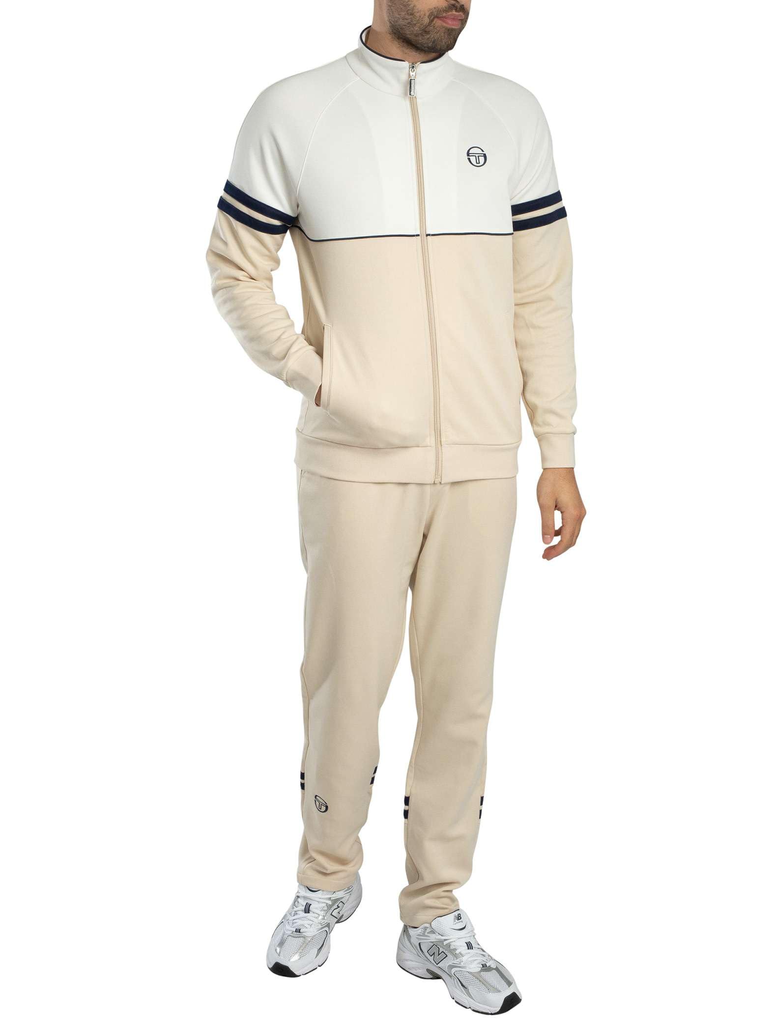 Sergio Tacchini Hombre Pantalones De Chándal Orion Track, Sandshell/Maritime Blue