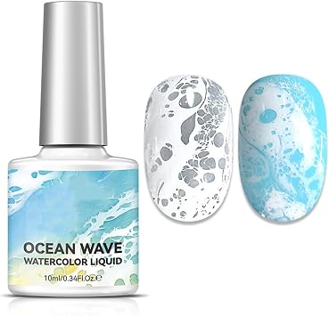 White Blooming Wave Nail Gel, Watercolor Gel Nail Polish, Ocean Wave Blooming Gel for Spreading Effect Wave, High Fluidity Wave Textures for DIY Nail Art Design, Use with Gel Polish for Nail Art DIY
