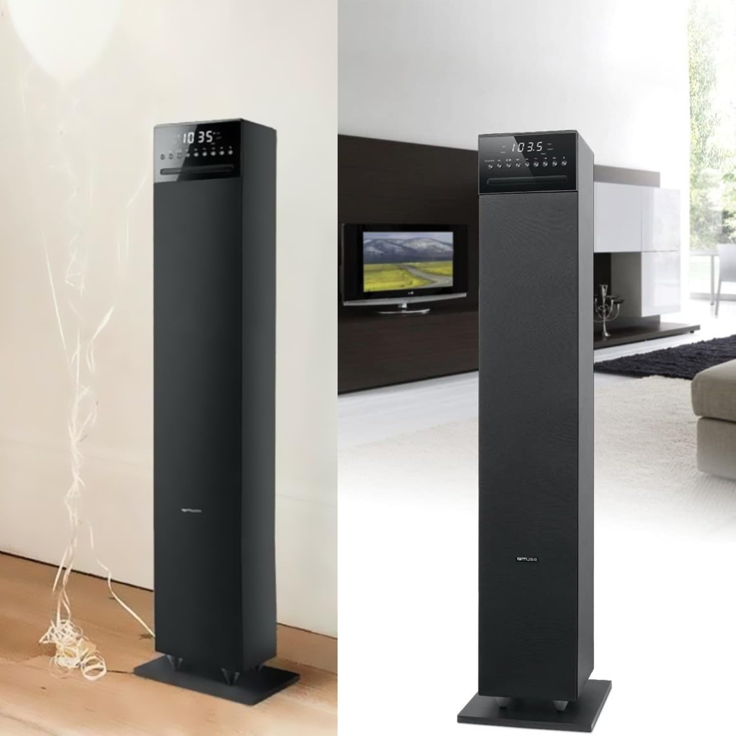 Enceinte Colonne HiFi - Muse M-1350BTC - 180W - USB Bluetooth CD Radio FM Entrées AUX RCA/Jack - Réveil - Télécommande