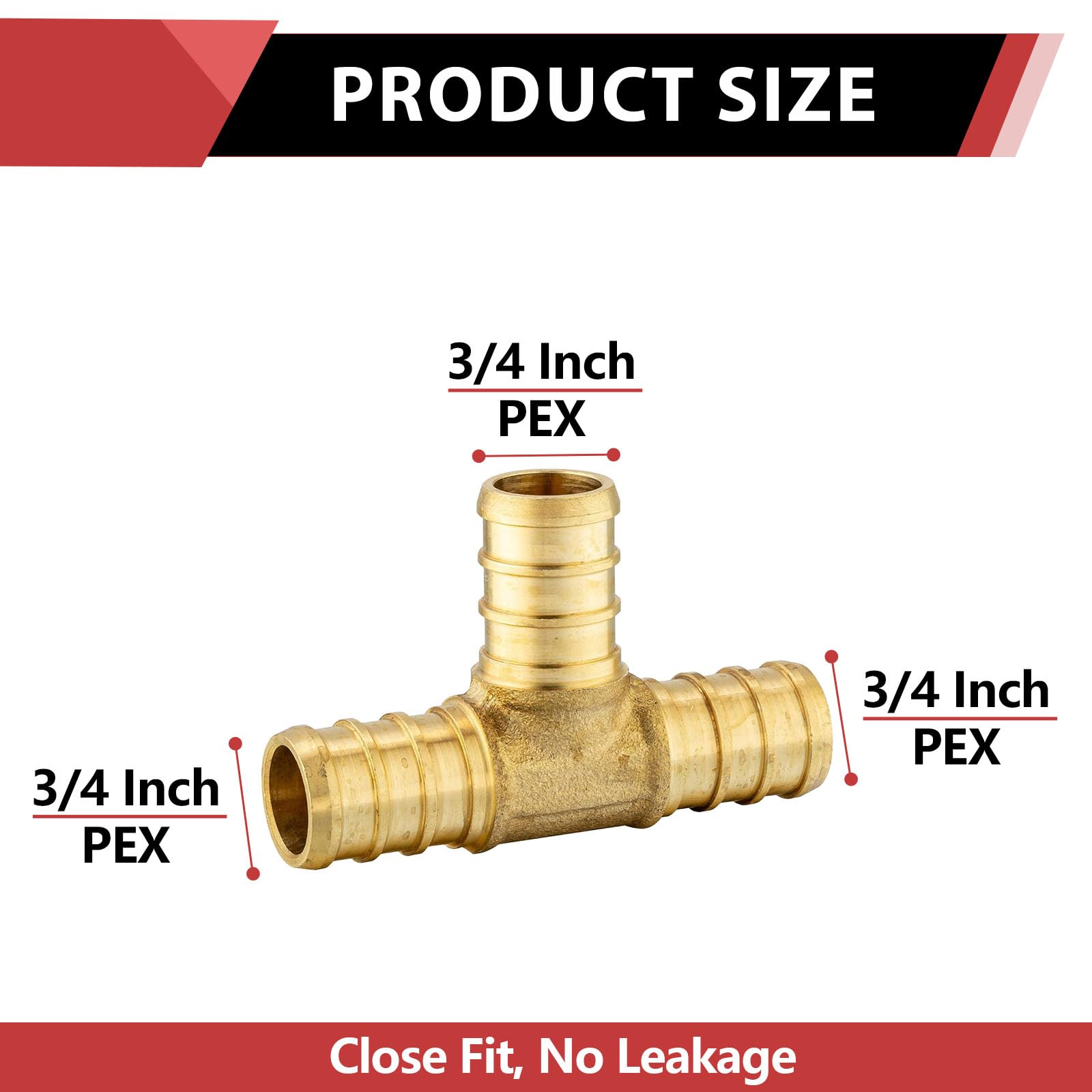Lot de 20 raccords à sertir Efeld Pex en laiton 1,9 cm (3/4" x 3/4" x 3/4")
