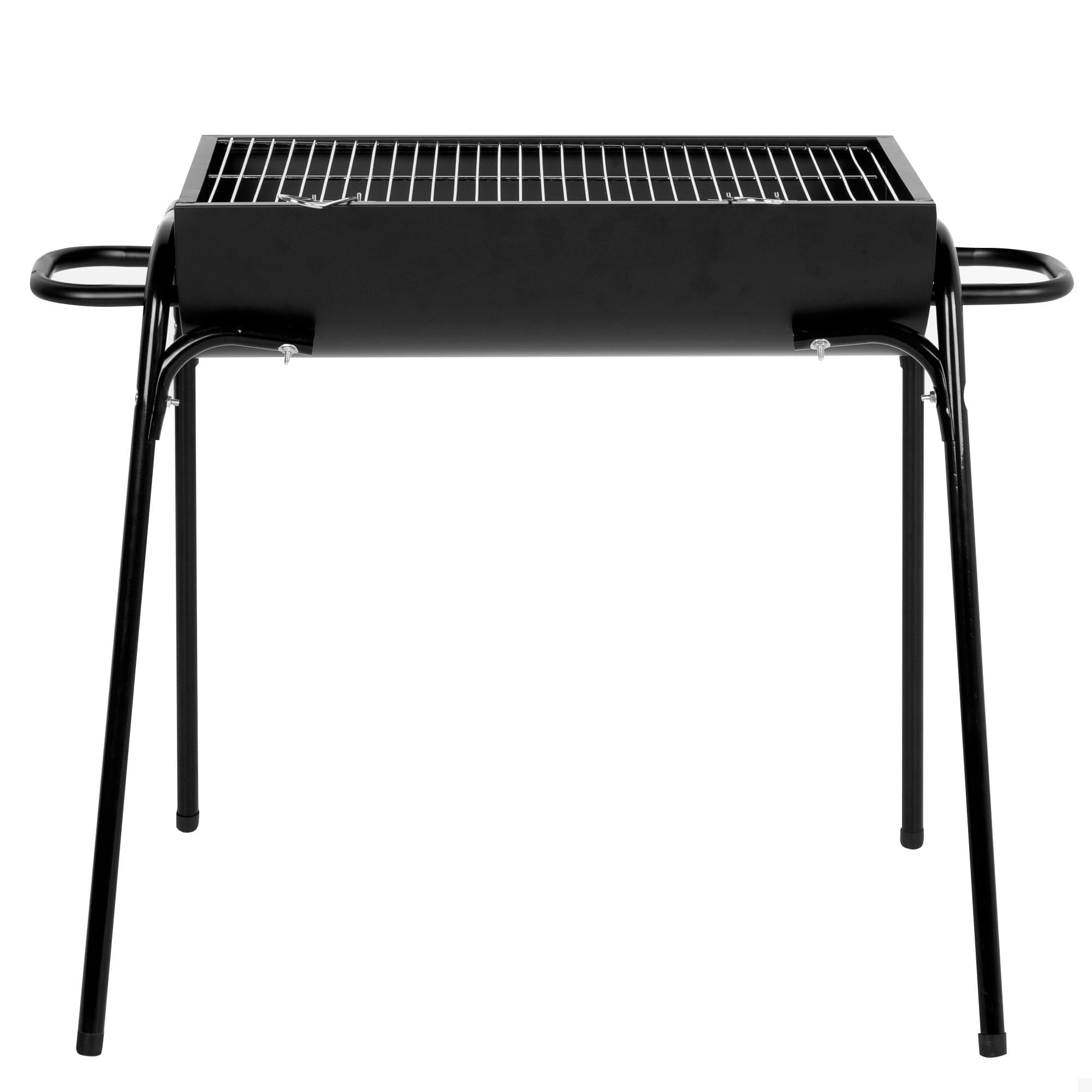 AKTIVE Przenośny grill węglowy, 91x33x71 cm, matowa czerń, grill ze stali nierdzewnej, szeroka powierzchnia, 4 nogi, uchwyty boczne do transportu (63111)