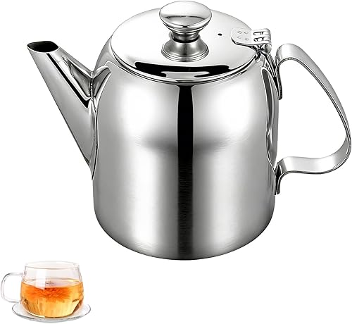 Agatige Hervidor de té, tetera de acero inoxidable de 20 onzas con boquilla corta, jarra de agua fría para café, té, bebidas, infusión para café,
