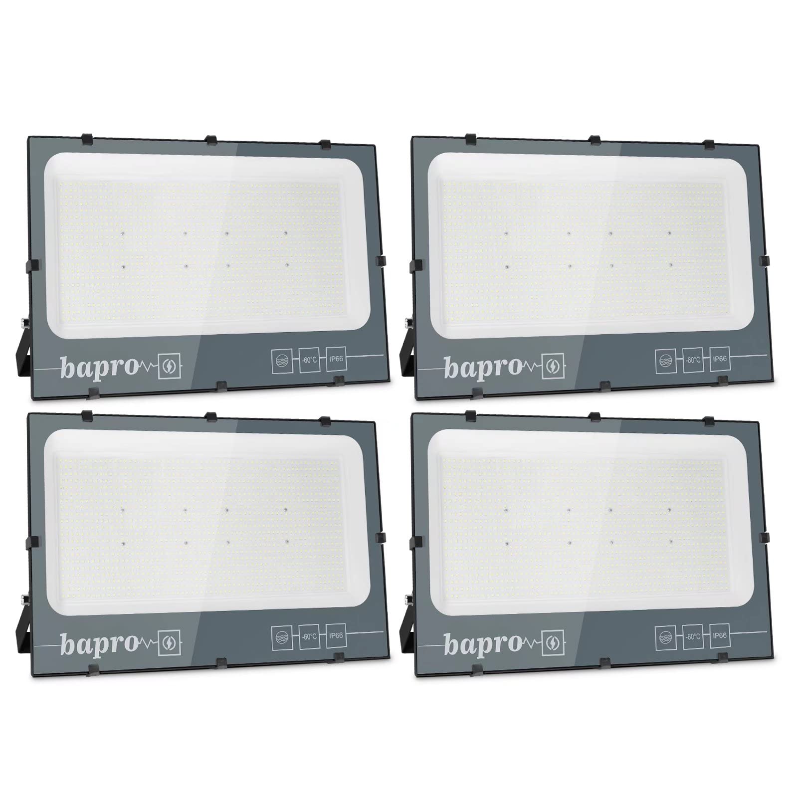 Lot de 4 Projecteur LED Exterieur 600W, Super Lumineux 60000LM Spot LED Extérieur 6000K Blanc Froid, IP66 Étanche Éclairage de Sécurité D'extérieur Idéal Pour Patio, Terrasse, Cour, Jardin, Garage