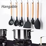 Cooking Utensils Set, 22 Pcs Heat Resistant Silicone Kitchen Utensils Spatula Set with Holder, Kitchen Gadgets Utensil Set for Nonstick Cookware (Black)