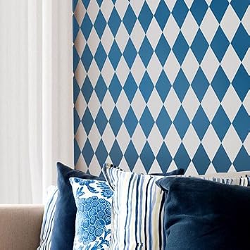 Cutting Edge Stencils Harlequin Allover Wall Stencil Reusable Large Stencil for Painting Diamond Patterns DIY Accent Wall Template Alternative to Wallpaper Made in USA Small