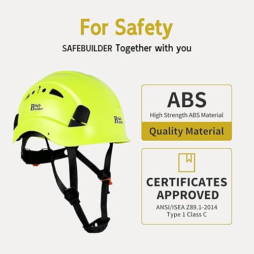 Miniatura 3 de SAFEBUILDER Casco de seguridad industrial con visera incorporada, casco duro ABS con visera ajustable, protección para la cabeza de construcción,