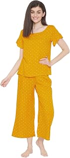 Clovia Women's Rayon Polka Print Top & Pajama Set Price In India
