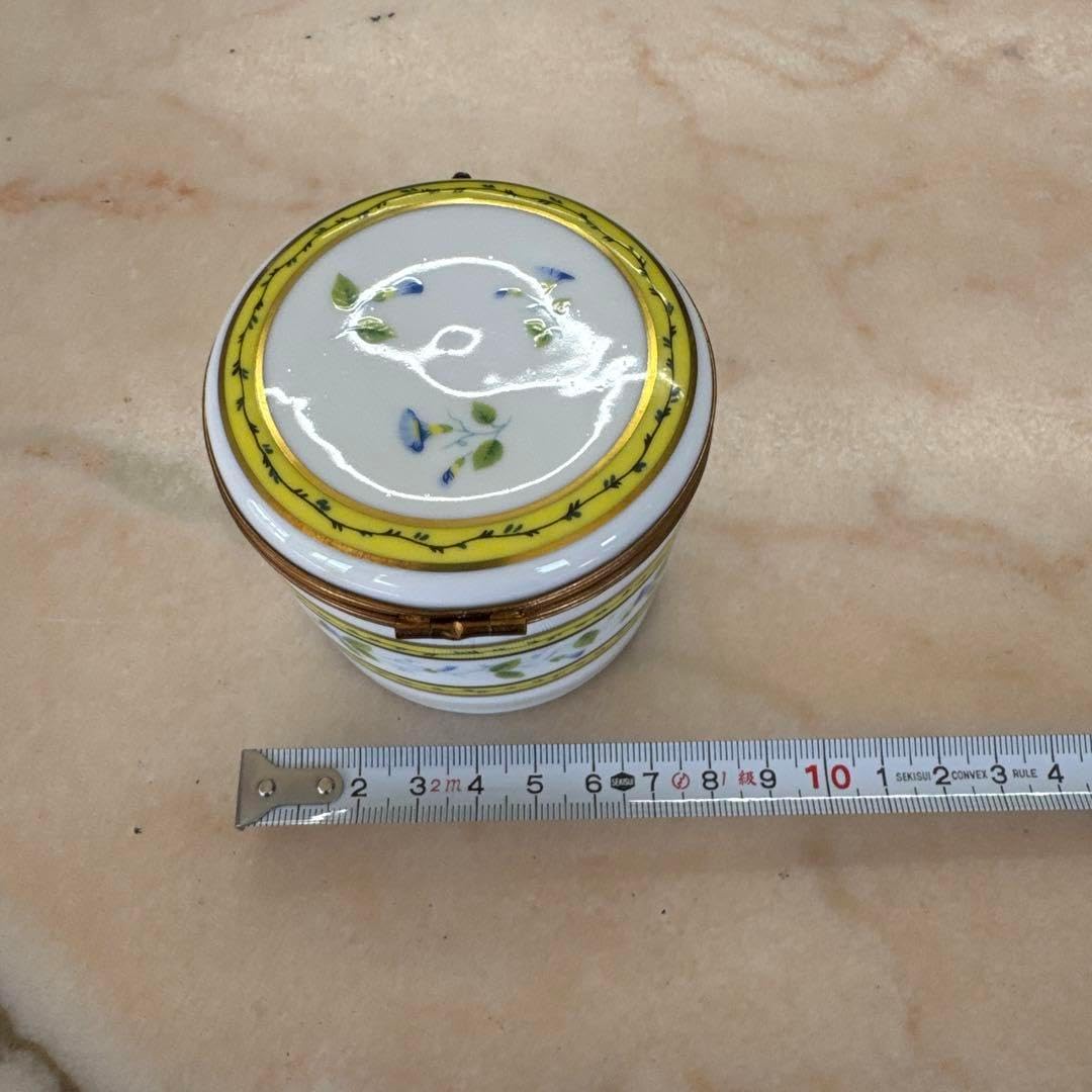 陶器 蓋付き花柄容器 リモージュ ボックス リモージュ