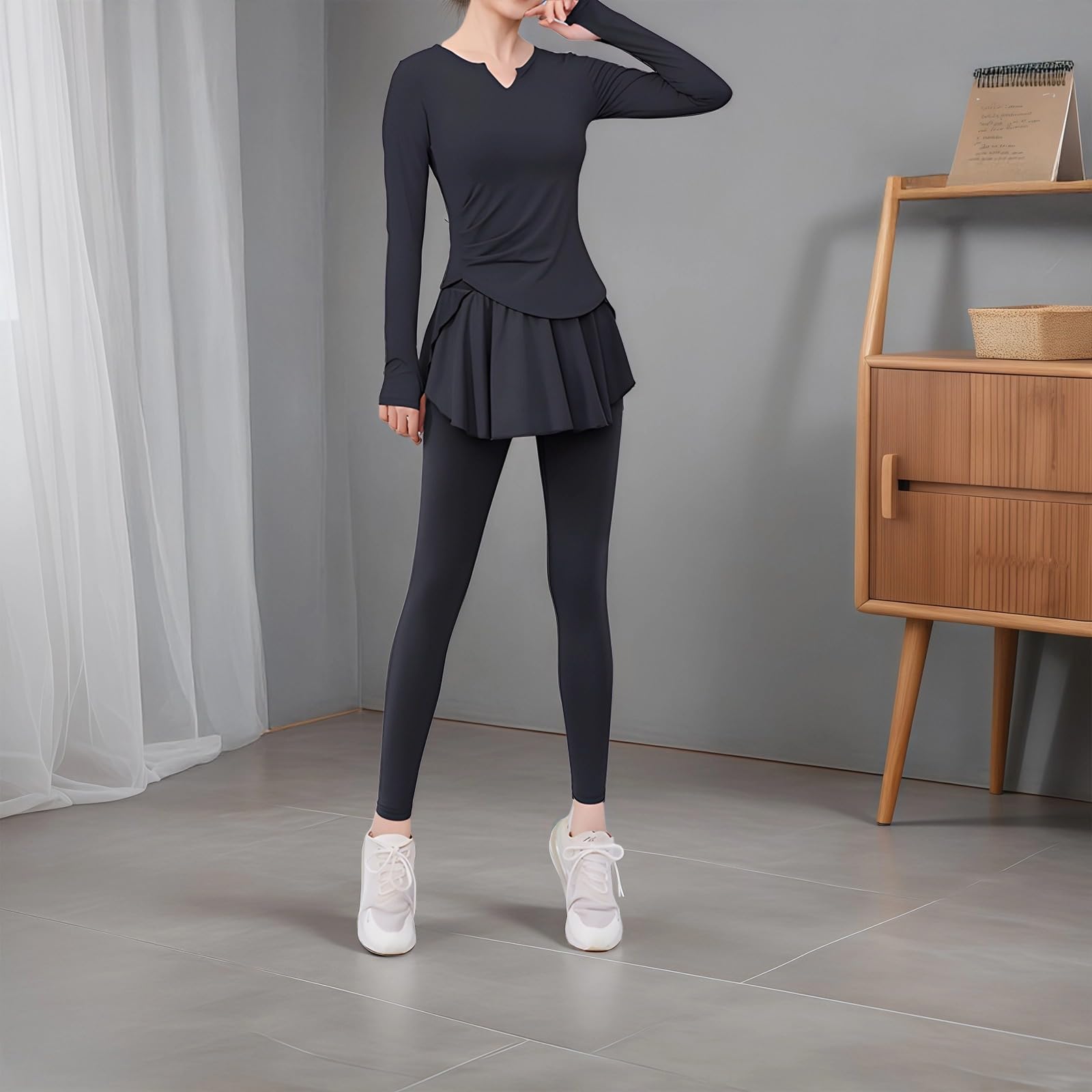 Conjunto de entrenamiento de pilates para mujer, conjunto de cuatro piezas para yoga, talla XXL, para 135-150 libras, incluye chaqueta, brasier deportivo, camiseta de manga larga, tela transpirable de