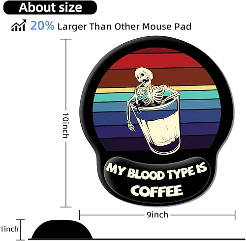 Miniatura 4 de Alfombrilla de mouse mejorada con reposamuñecas, esqueleto gótico de calavera ergonómica, alfombrilla de mouse de gel para juegos con soporte de