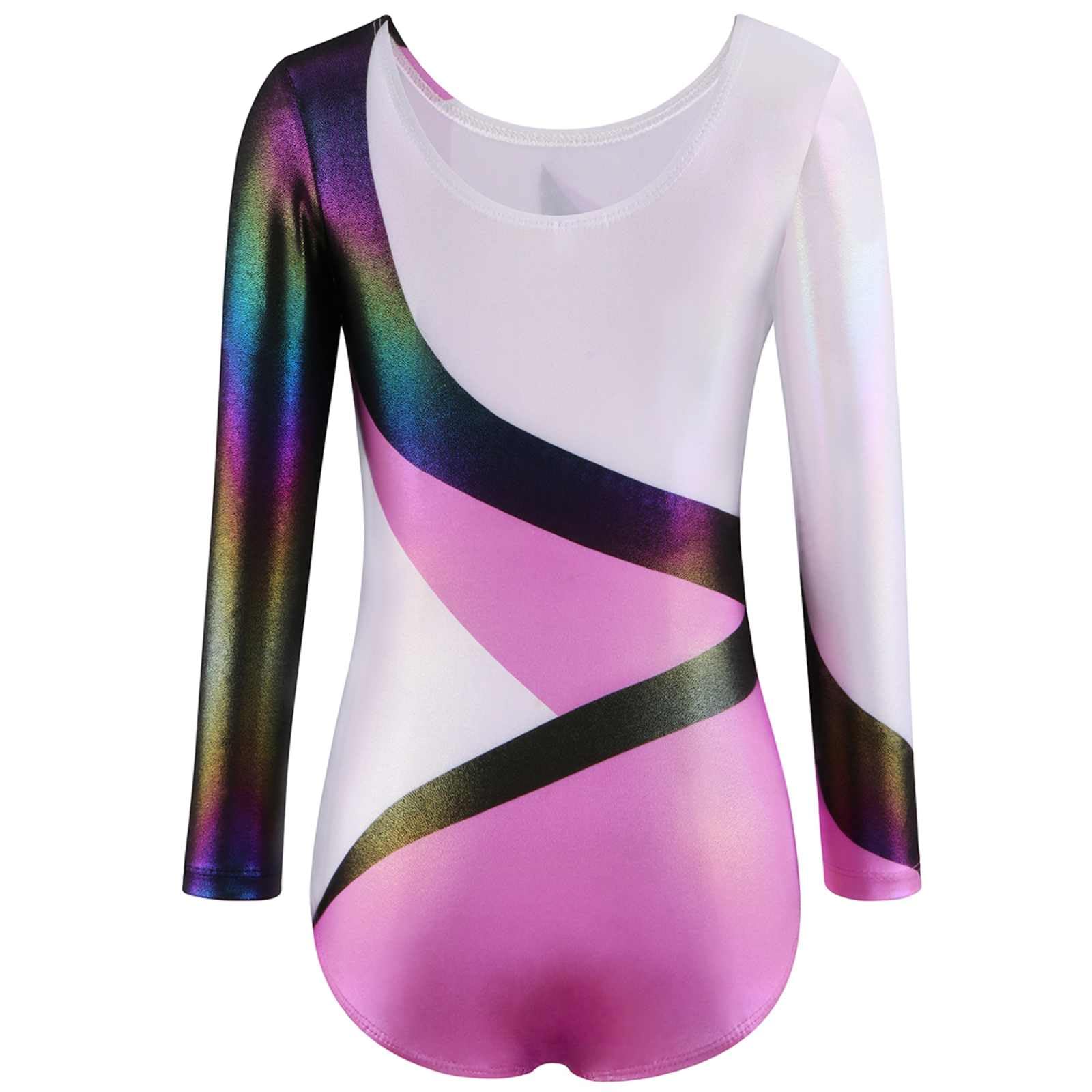 Mädchen Dreiteilige Gymnastikanzüge, Gymnastik-Trikots Farbverlauf Set mit Shorts Haarband, Glitzernd ärmellos für Tanzen Ballett Gymnastik sportlich für Kleine Mädchen von 5–12 Jahren