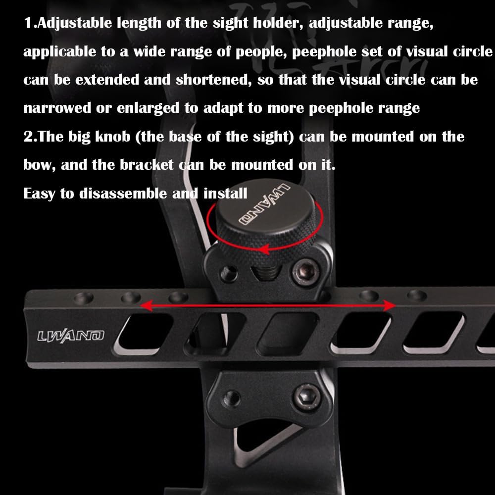 Archery Compound Bow Sight Aluminum Alloy 5 Pin 0.019" Fiber Optic Bow Sight Micro-Adjustable Aim Sight with Sight Light and Adapter