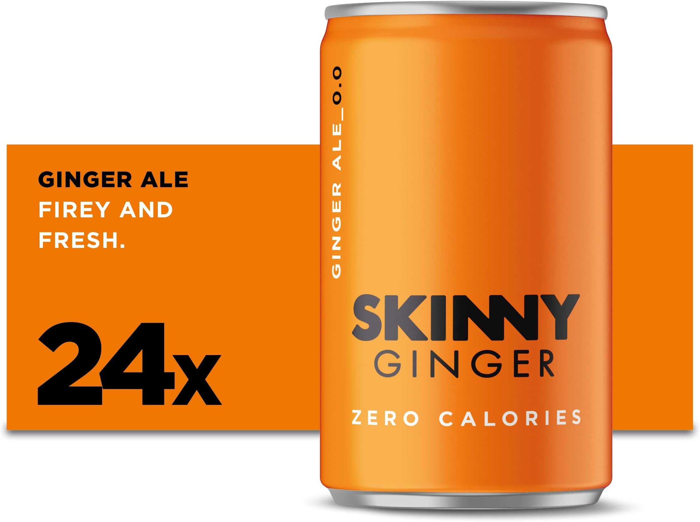 Skinny Ginger | 24 x 150ml cans | Best tasting full flavour with zero calories, zero sugar and 100% natural | Premium Cocktail Mixer