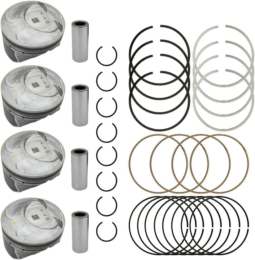 Engine Piston & Pin & Snap Ring Kit STD Compatible with Hyundai/with Sonata/with Kia/with Optima 2.4L 2010-2019, 230402G200 2341025201 2304025200 234102G201