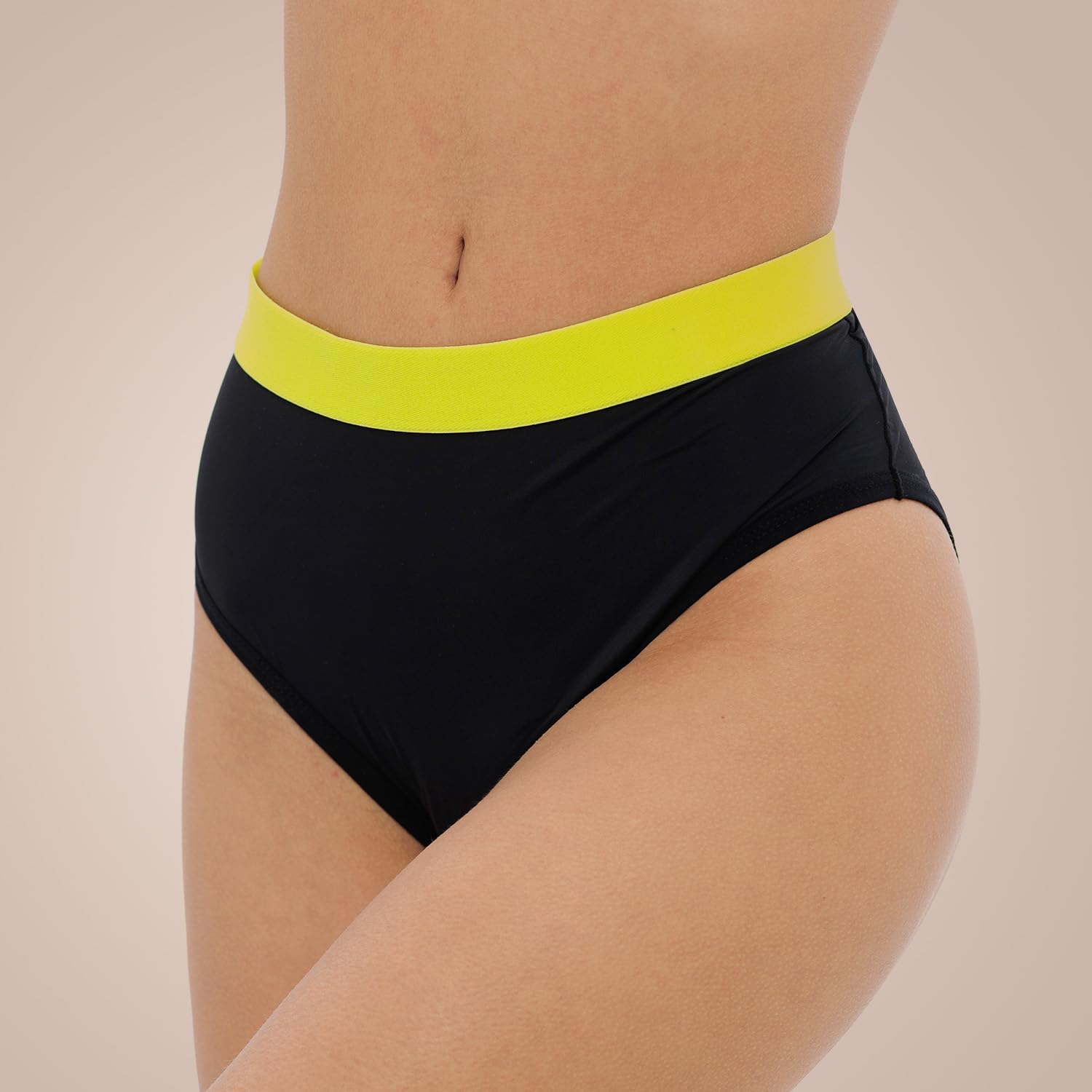 Weekiss High Waist Lemon Bragas menstruales, Bikini Menstrual, Calzones menstruales, Bbraguita Menstrual, Negro