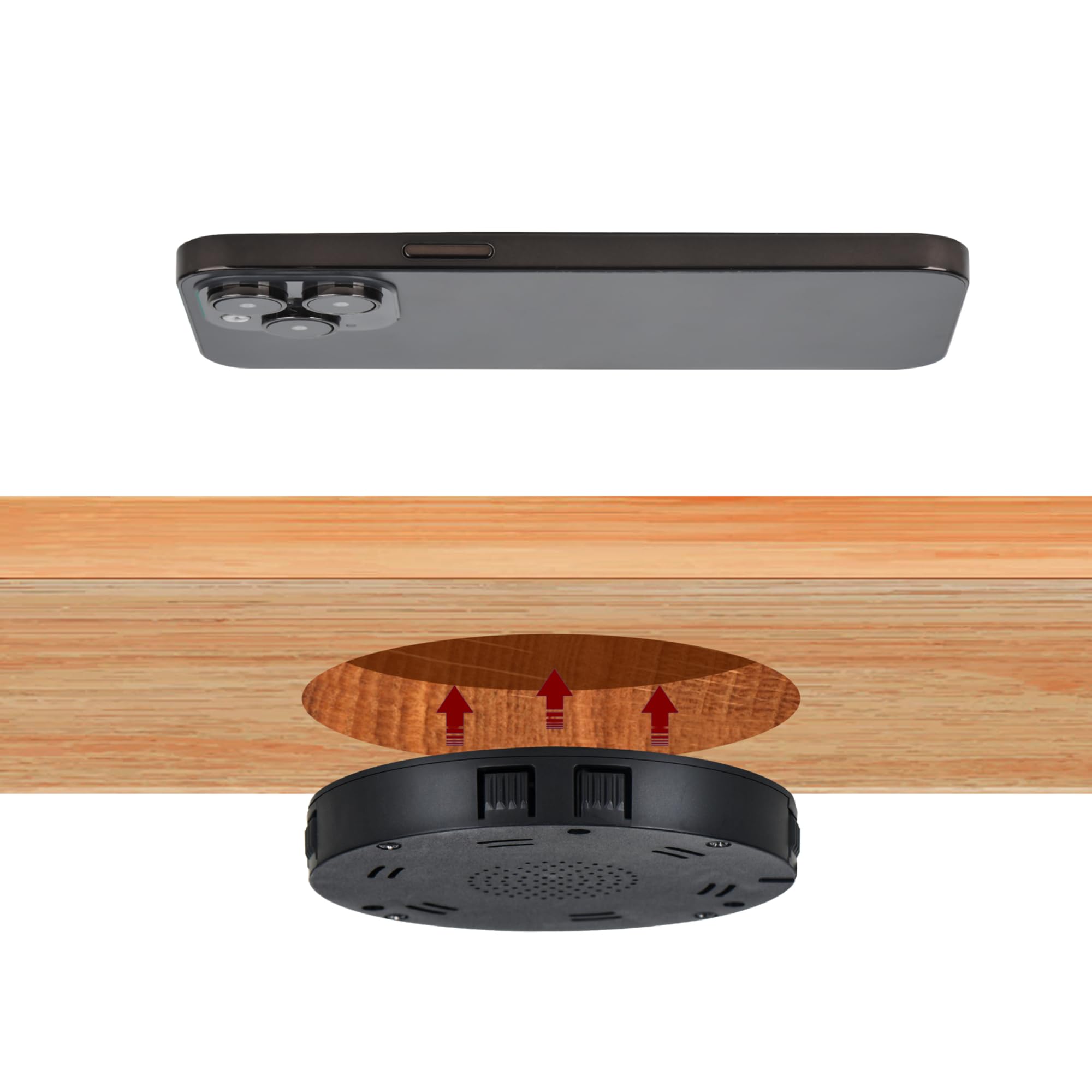 kalb | Cargador inalámbrico 15W Invisible 85mm x 13.5mm Universal Protegido Carga inductiva QC 3.0 USB Plug & Play Negro