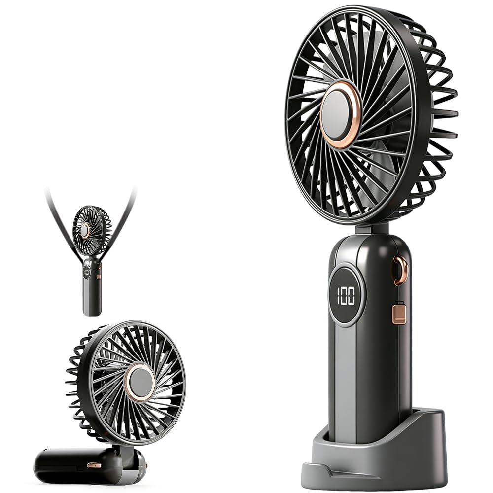 Mini ventilateur portable à 5 vitesses avec batterie 4000mAh et écran LED